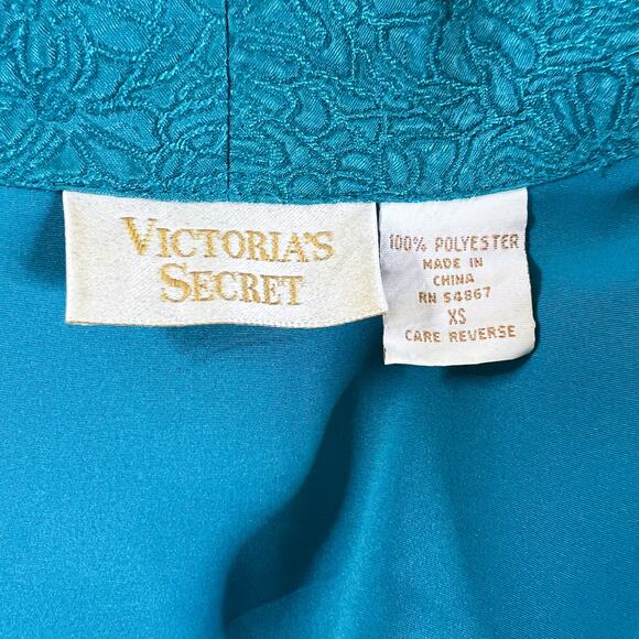 Victoria’s Secret | 90s Vintage Gold Label Turquoise Blue Midi Length Robe XS - Picture 10 of 10